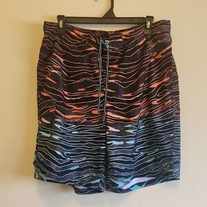 George Men's Large Orange and Blue Swim Shorts NWOT
